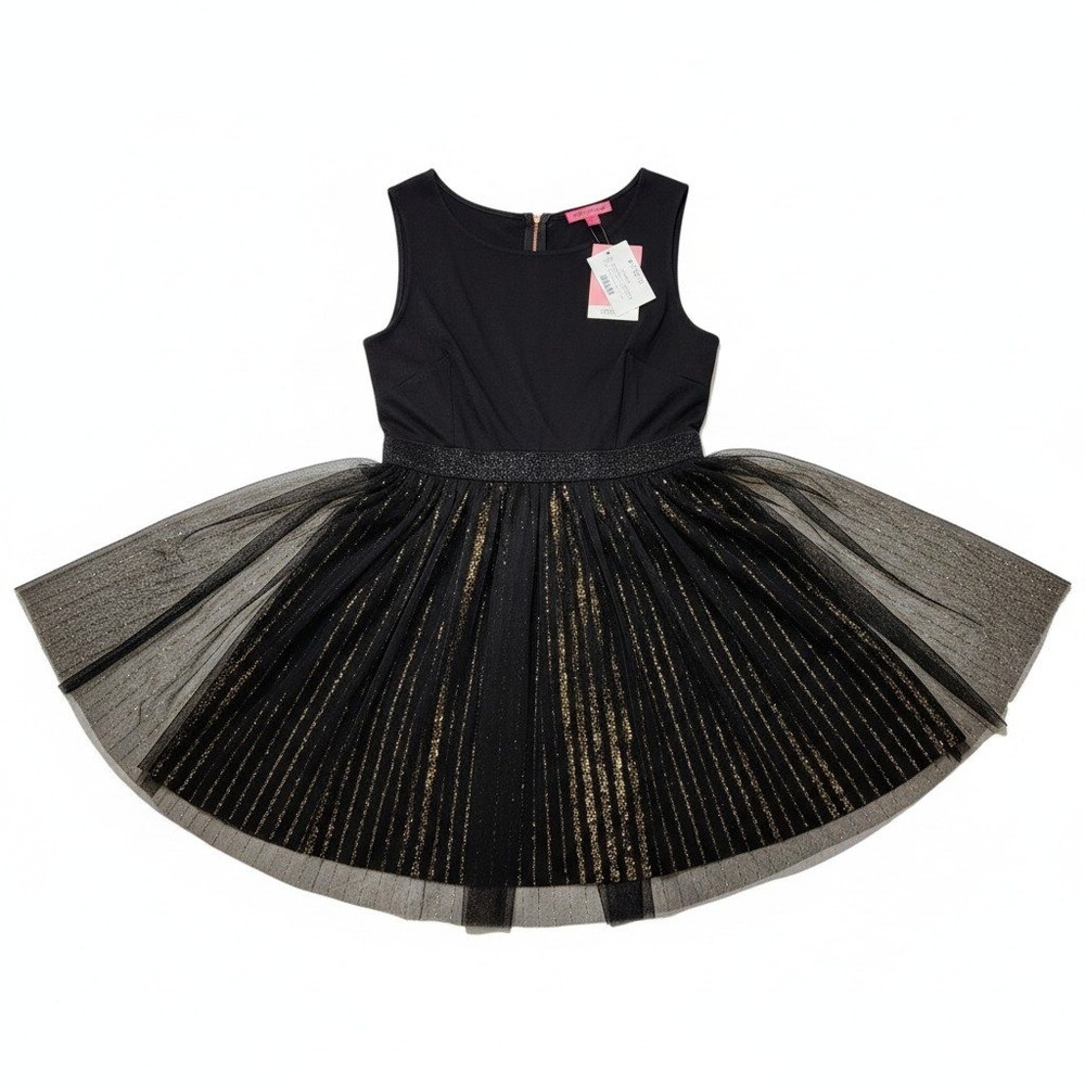Betsey Johnson Womens Black Gold Tulle Overlay Size 10 Sequin Date Night NWT